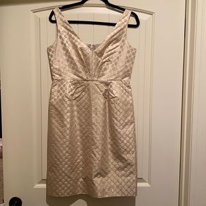 J Crew gold polka dot cocktail dress